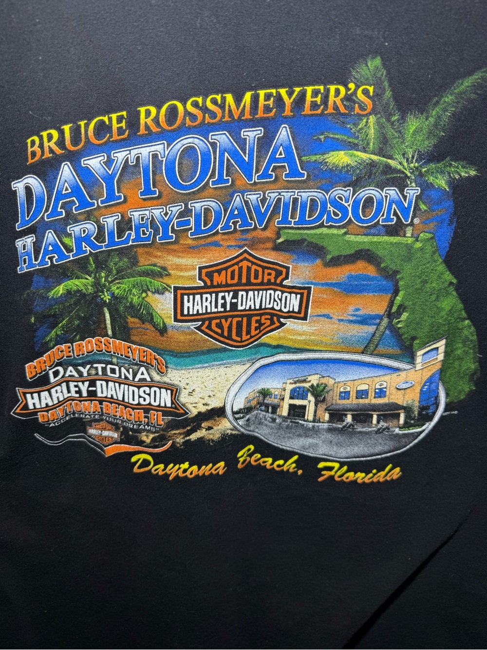 Harley-Davidson Daytona Beach Black T-Shirt with Multicolor Graphic